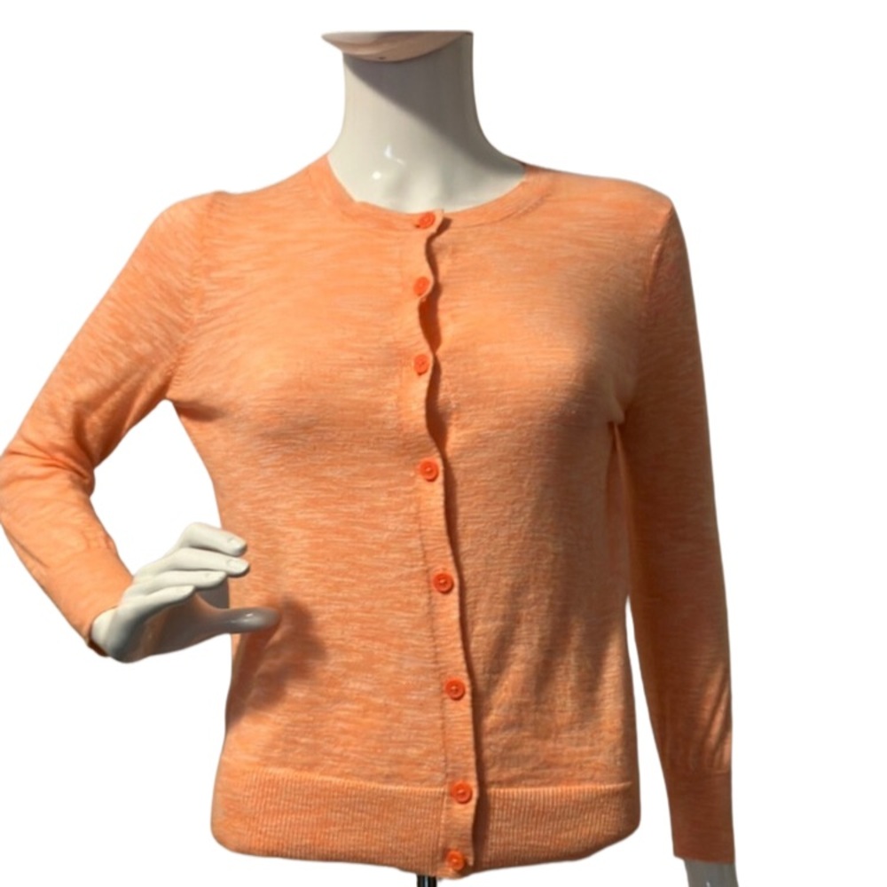 (005) Ann Taylor Loft Peach Sweater Cardigan Button Down
